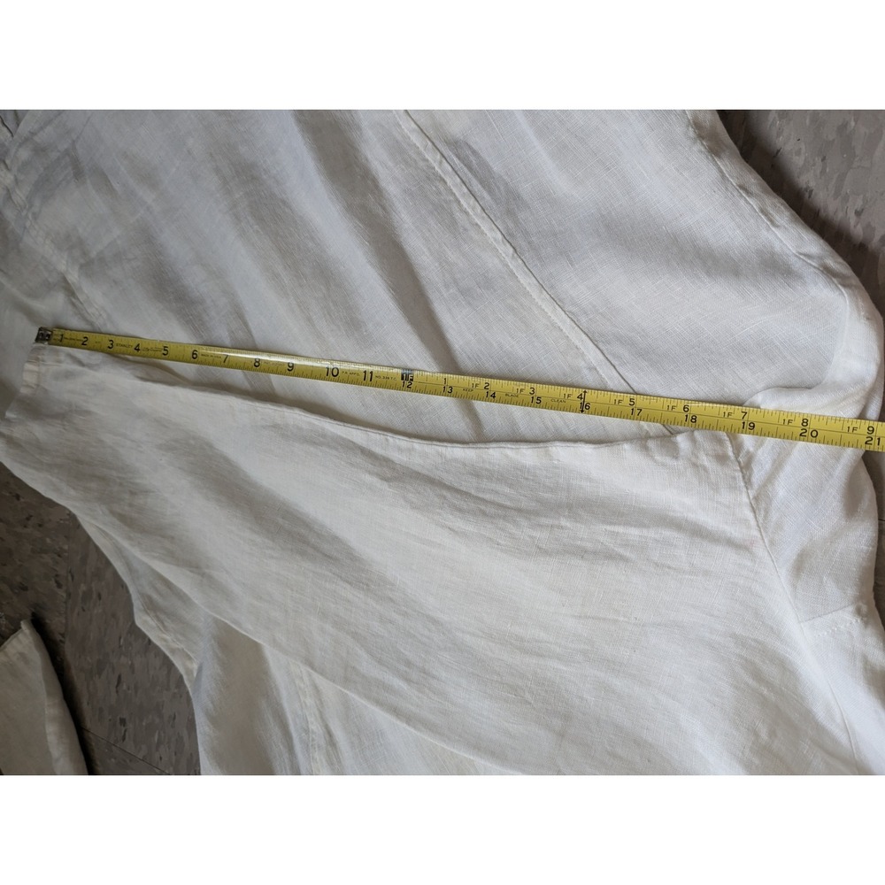 FLAX White Linen Boyfriend Blazer Milk S Minimalist Lagenlook Resortwear NWT - Picture 12 of 13